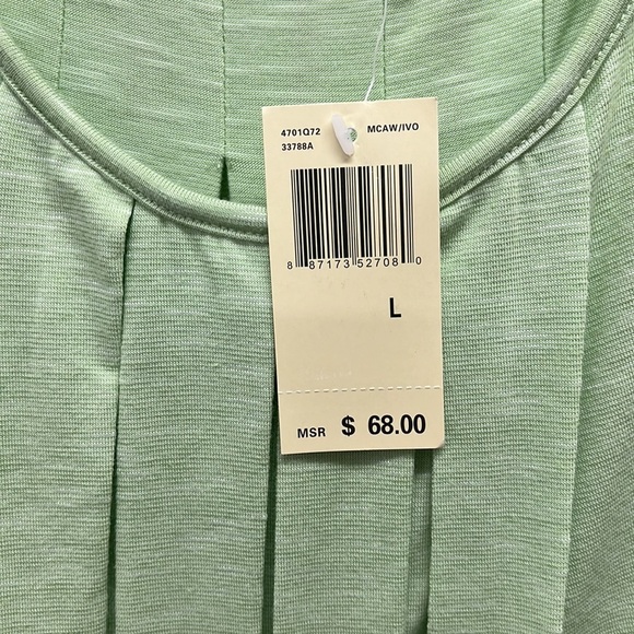 Max Studio Sleeveless Pleated Top in Lime Green Heather L - Picture 4 of 7